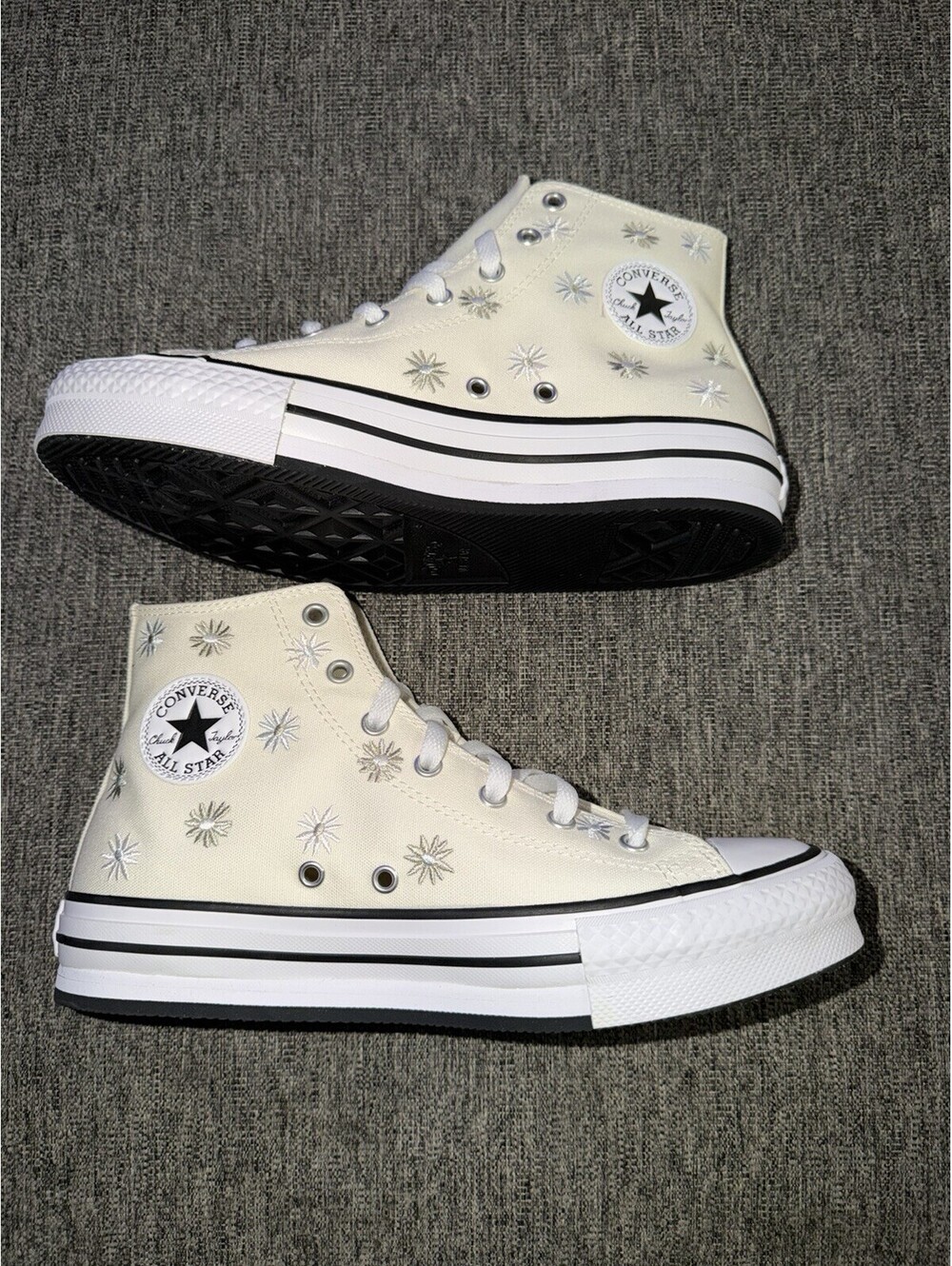 Converse Chuck Taylor 7Y / WMNS 8.5 Lift Hi A13447C Egret Floral Sneakers New